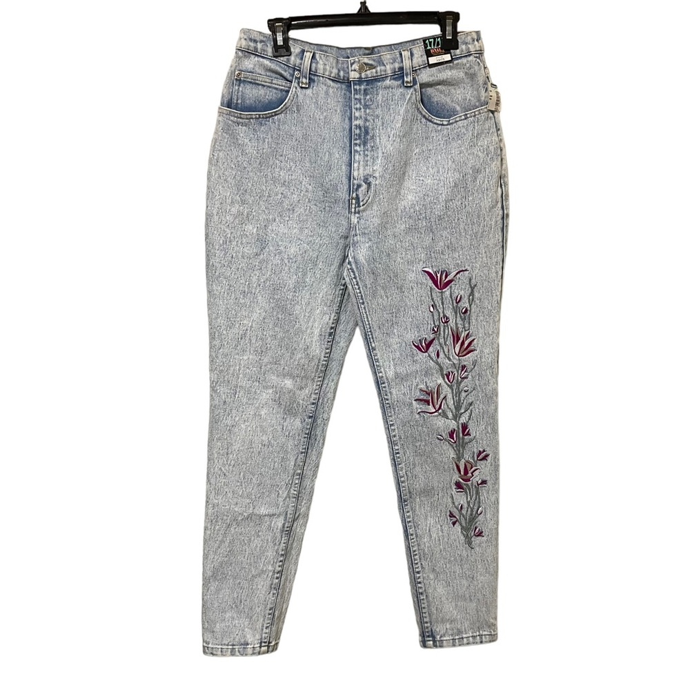 NWT Vintage 90's Acid Wash Embroidered Floral Jeans NOS